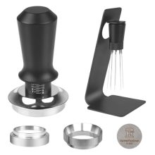 51mm Espresso Tamper Set including Dual-Spring Tamper, 8-Needle WDT Tool, Magnetic Dosing Funnel, and Reusable Puck Screen 