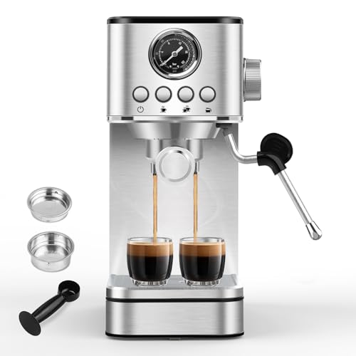 Sparkfire 20 Bar Stainless Steel Espresso Machine with Milk Frother – Ideal for Espresso, Latte, and Cappuccino