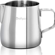 8oz Stainless Steel Milk Frothing Pitcher with Dripless Spout and Measurement Scale – Ideal for Cappuccinos and Lattes 