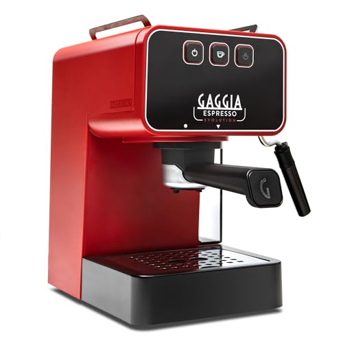 Gaggia Espresso Evolution in Lava Red - Compact Italian espresso machine with PID temperature control and automatic pre-infusion.