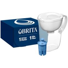 Brita Everyday Elite Water Filter Pitcher in White, featuring a SmartLight filter change indicator, a BPA-free design