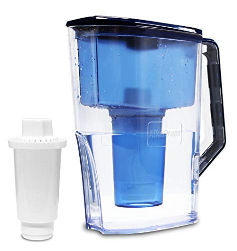 AlkaDrops 10-Cup Alkaline Water Pitcher featuring a 7-stage ionizer filtration system