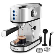 AMZCHEF 20-Bar Professional Espresso Machine with Milk Frother, Compact Stainless Steel Design, Perfect for Home Use