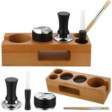 Roowest 58mm Espresso Accessories Kit with Wooden Tamper Station, Coffee Distributor, Calibrated Tamper, Stirrer, and Cleaning Brush
