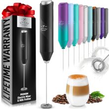 Zulay Kitchen Handheld Milk Frother Wand – Stainless Steel Drink Mixer for Coffee, Lattes, Matcha, and More