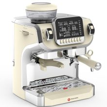 TC520 Espresso Machine with Milk Frother and Built-In Grinder, featuring a large display screen and sleek design for perfect home brewing. 