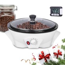 JIAWANSHUN Coffee Roaster with transparent glass cover, adjustable temperature and timer, 1.1lb capacity, ideal for home coffee roasting and more