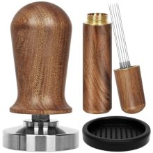 Y-Step 51mm Espresso Tamper Set with Spring Loaded Calibration, Silicone Mat, and Espresso Stirrer