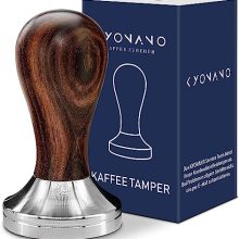 51mm Precision Espresso Tamper with stainless steel base and Chacate Preto wood handle, designed for Delonghi and Breville machines.