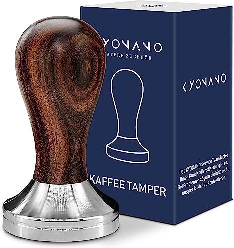 51mm Precision Espresso Tamper with stainless steel base and Chacate Preto wood handle, designed for Delonghi and Breville machines.