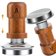 51mm Espresso Tamper with Spring-Loaded Calibration and Natural Walnut Handle - 304 Stainless Steel Ripple Base for Perfect Espresso Tamping