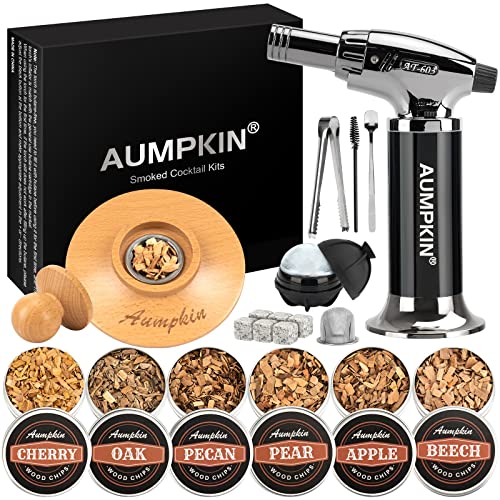 Whiskey Smoker Infuser Kit with Torch – Includes 6 flavors of wood chips, premium torch, and accessories for adding smoky flavors to cocktails and food