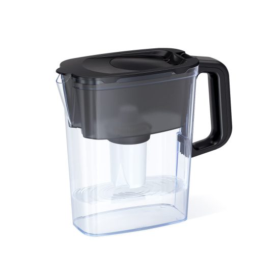 Compact AQUAPHOR 5-Cup Water Filter Pitcher in Black – Includes B15 Filter, Fits in Fridge Door, Reduces Limescale and Chlorine