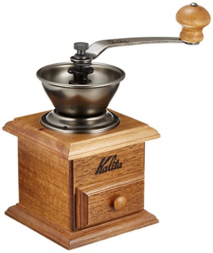 Kalita Coffee Mill Mini Mill - Compact Manual Coffee Grinder with Hard Cast Iron Cutter and Rubber Wood Body