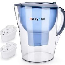 Hskyhan 3.5L Alkaline Water Filter Pitcher in blue with 7-stage filtration system, BPA-free construction