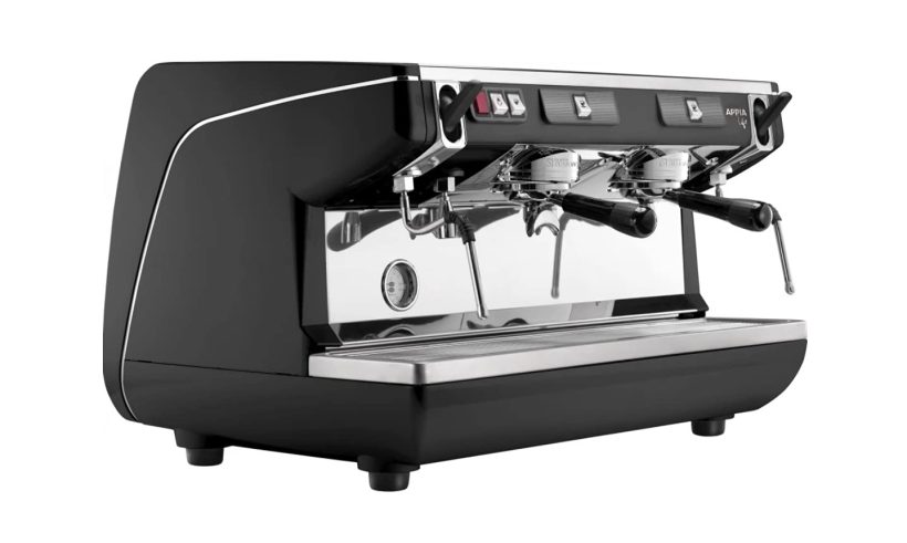 Nuova Simonelli Appia 2 Group Semi-Automatic Espresso Machine with Cool Touch Wands and Push Pull Steam in a Professional Café Setting