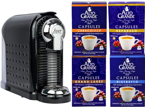 Alto Grande Espresso Capsule Machine with a variety of premium Puerto Rican coffee capsules