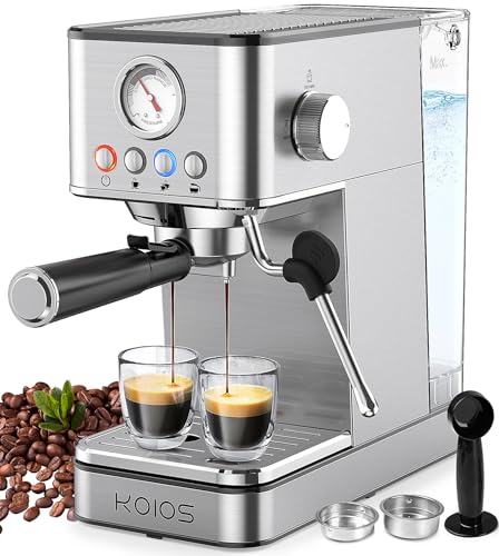 KOIOS 20 Bar Semi-Automatic Espresso Machine with Foaming Steam Wand and PID Control – Stylish and Functional Coffee Maker for Home Use