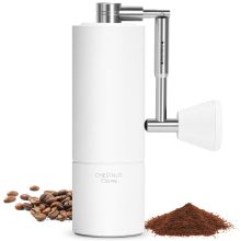 TIMEMORE Chestnut C3S Pro Manual Coffee Grinder with S2C Steel Burrs, Adjustable Grind Settings, and Foldable Handle in White