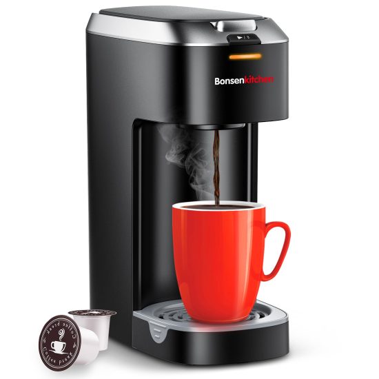 Bonsenkitchen Single Serve Coffee Maker - Fast Brewing, Compact Design, Perfect for K-Cup Pods