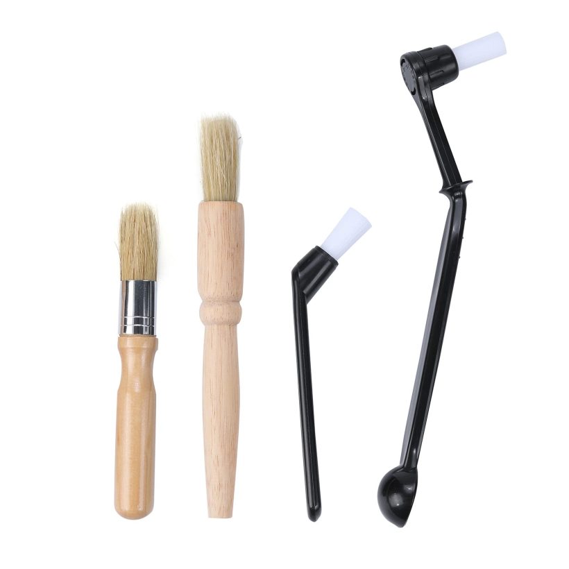 Coffee Grinder Cleaning Brushes Set with Wooden Handles and Nylon Bristles for Espresso Machine Maintenance 