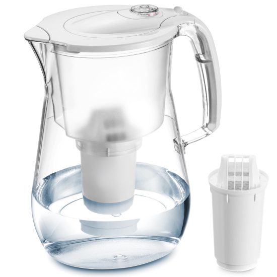 Elegant 17-Cup Water Filter Pitcher with Advanced Aqualen Filtration System – Filters Chlorine, Lead, and Heavy Metals with Change Indicator.