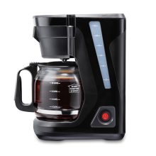 Proctor Silex FrontFill Drip Coffee Maker with 12-Cup Glass Carafe, Black and Silver Design, Auto Pause & Pour, and Space-Saving Features