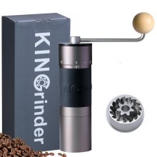 KINGrinder K6 Manual Coffee Grinder with Bent Handle, Stainless Steel Burrs, 30g-35g Hopper, and Ergonomic Design for Precision Grinding