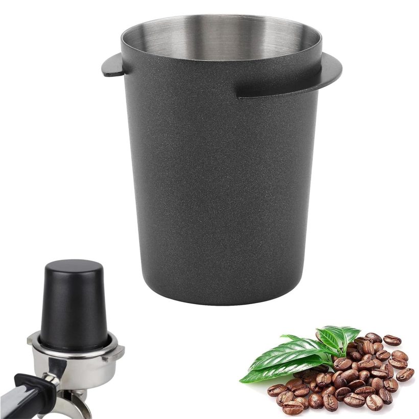 54mm Stainless Steel Coffee Dosing Cup for Espresso Machines - Efficient Ground Transfer and Mess Reduction with Modern Design