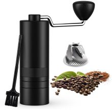 Portable Stainless Steel Manual Coffee Grinder with 11-Click Adjustment and Conical Burr – Ideal for Espresso and Camping