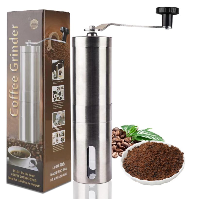 Aivricg Manual Coffee Grinder with Durable Ceramic Burrs and Stainless Steel Construction, Ideal for Espresso and Turkish Coffee