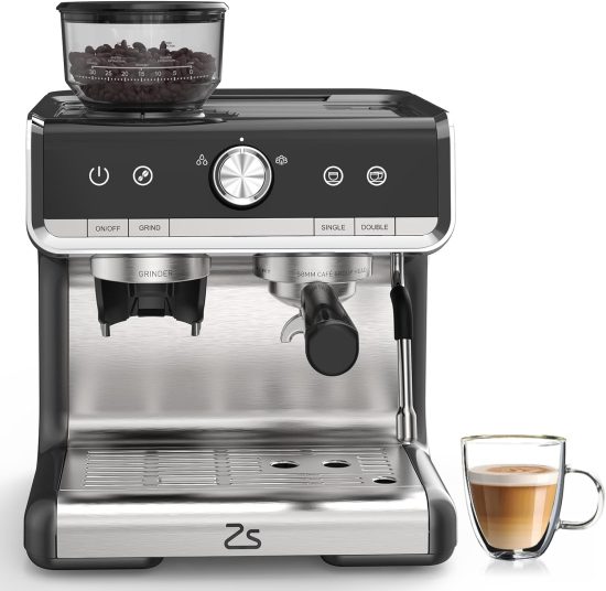 Euker 20-Bar Semi-Automatic Espresso Machine with 2.8L Water Tank and Milk Frother.