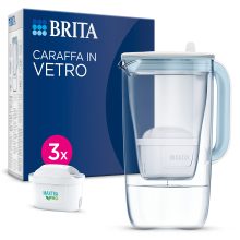 BRITA Glass Water Filter Jug in Light Blue, 2.5 liters, featuring a sleek design with an easy-fill flip lid