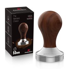 53mm KitchenBoss Espresso Tamper with Walnut Handle and Stainless Steel Base – Perfect for Consistent Coffee Extraction