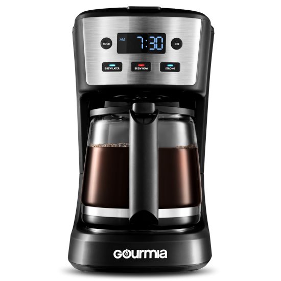 Gourmia 12-Cup Programmable Drip Coffee Maker with Digital Display and Adjustable Keep Warm Feature