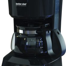 Better Chef 4-Cup Black Coffee Maker with carafe warmer and removable filter basket, perfect for small spaces