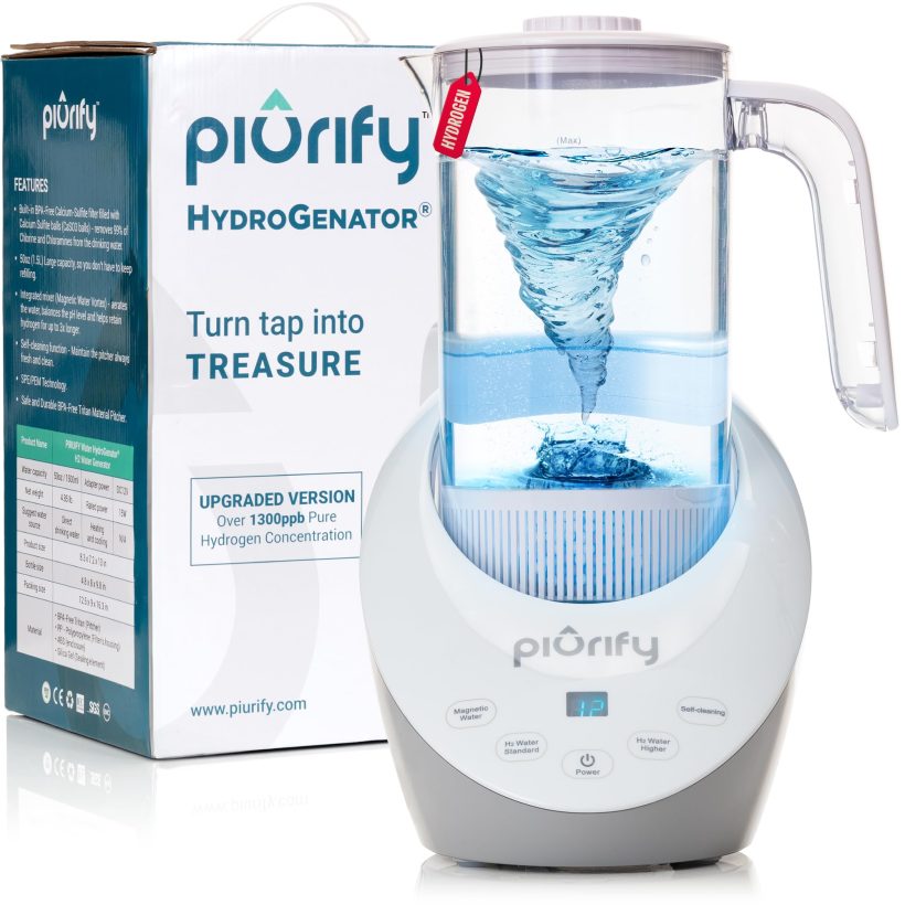 PIURIFY Hydrogen Water Pitcher with 50oz Capacity and Digital Touch Controls, BPA-Free