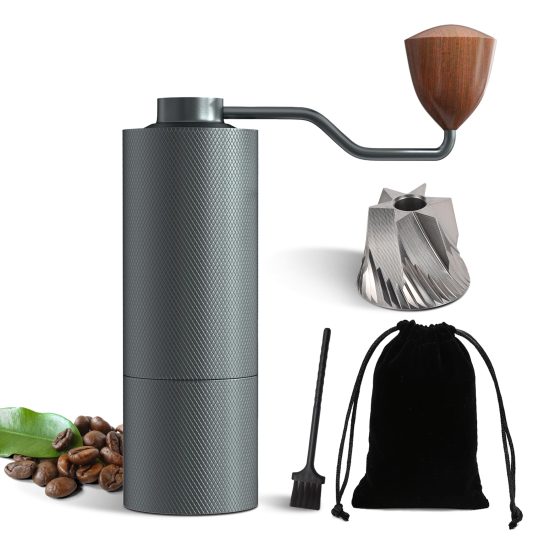 DiseZeit Portable Manual Coffee Grinder with 6-Axis Stainless Steel Burrs and Adjustable Settings