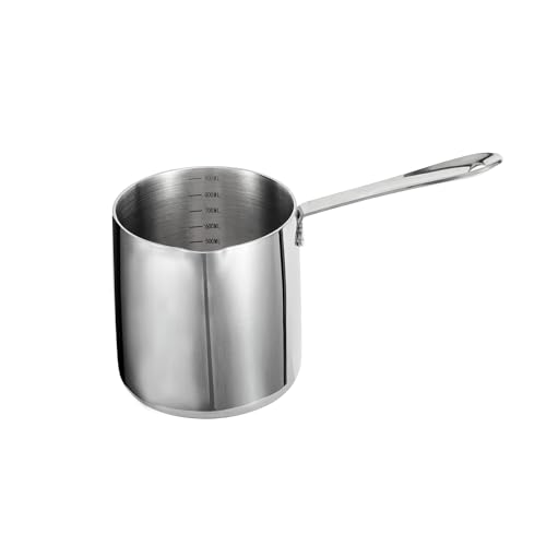 30oz Tri-Ply Stainless Steel Milk Warmer Pot with Spout, Ideal for Turkish Coffee, Butter Melting, and More