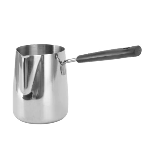 Turkish Coffee Pot 600ml in stainless steel with long handle and dripless spout - ideal for coffee, milk, and sauces.