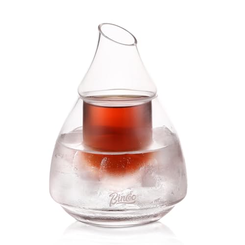 Bincoo 6 oz Cold Brew Coffee Maker with double-layer borosilicate glass, featuring a separate inner chamber for maintaining beverage concentration. Ideal for iced coffee, tea, and wine.