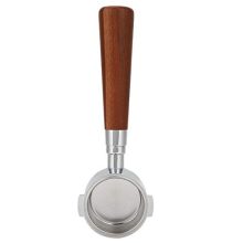 51mm Bottomless Portafilter with Wooden Handle and Stainless Steel Construction – Perfect for Espresso Machines