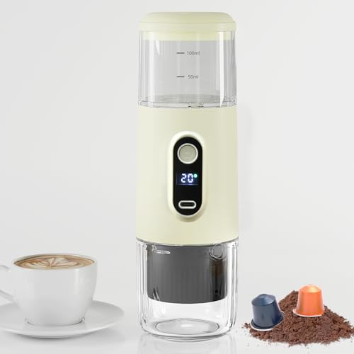 Portable Electric Espresso Coffee Machine - Compact 15 Bar Wireless Espresso Maker for Travel and Outdoor Use.