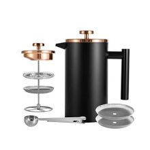 Meelio 22oz French Press Coffee Maker – Stainless Steel with Double-Wall Insulation, Extra Filters, and Coffee Spoon