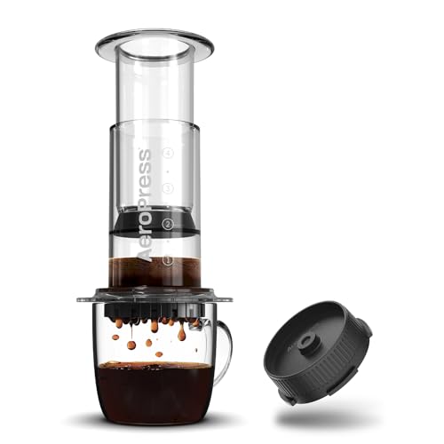 AeroPress Clear Coffee Maker & Flow Control Filter Cap Bundle – Premium Coffee Maker with Adjustable Brew Control for Espresso and Pour-Over