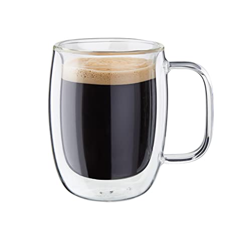 ZWILLING Glass J.A. Henckels Double Espresso Cup Set - 2-Piece Clear Borosilicate Glass with Comfortable Handles