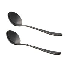 Set of 2 Black Stainless Steel Professional Coffee Cupping Spoons – Round Shape, 304 Food-Grade for Roasters and Coffee Tasters