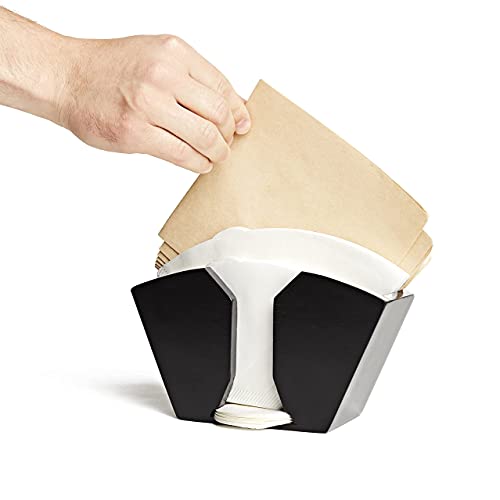 Black Bamboo Coffee Filter Holder - Stylish and Functional Organizer for Aeropress, Chemex, Hario V60 & Cone Filters