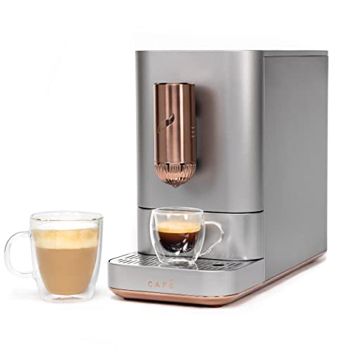 Stylish Café Affetto Automatic Espresso Machine with steel silver finish, featuring WiFi connectivity, 20-bar pump pressure, and customizable grind settings for a perfect espresso every time.