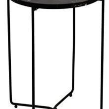 Metal Round Side End Table with Real Natural Marble Top and Black Metal Frame, 14.56 inches in diameter and 19.5 inches in height, perfect for living rooms, bedrooms, and small spaces